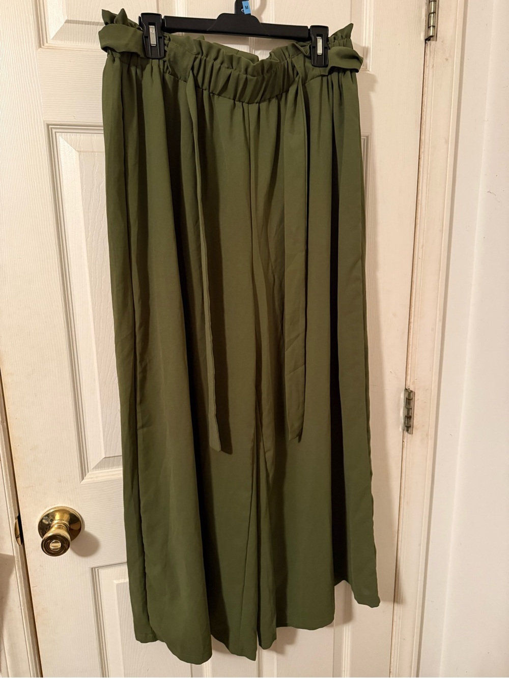SHEIN Olive Green Paperbag-Waist Maxi Skirt